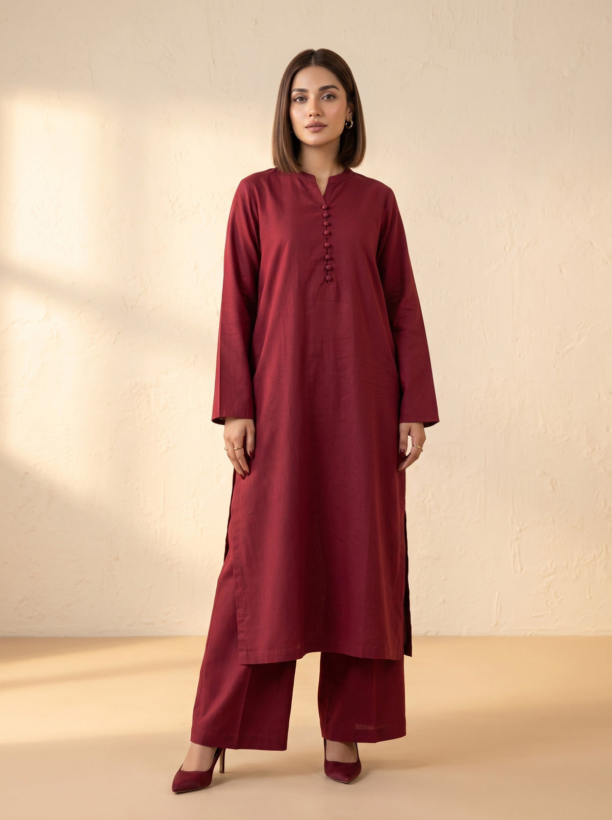 2Piece Stitched FF-410 (Meroon)