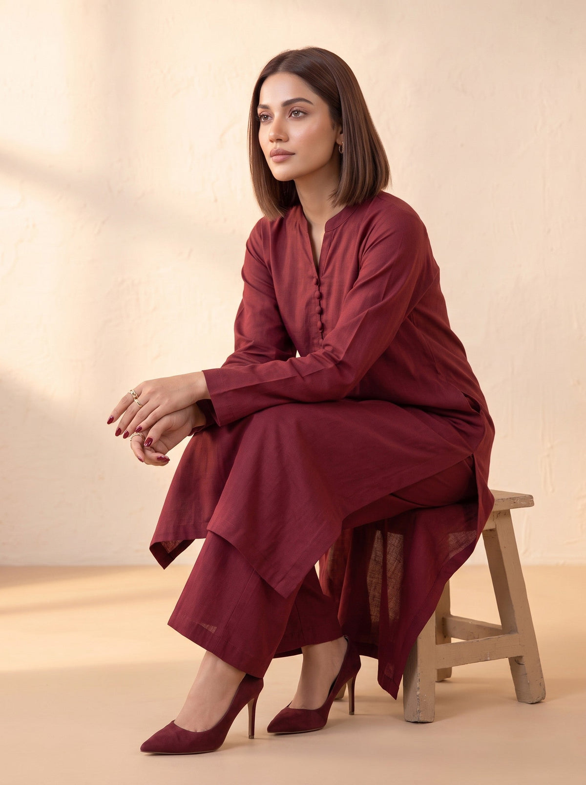 2Piece Stitched FF-410 (Meroon)