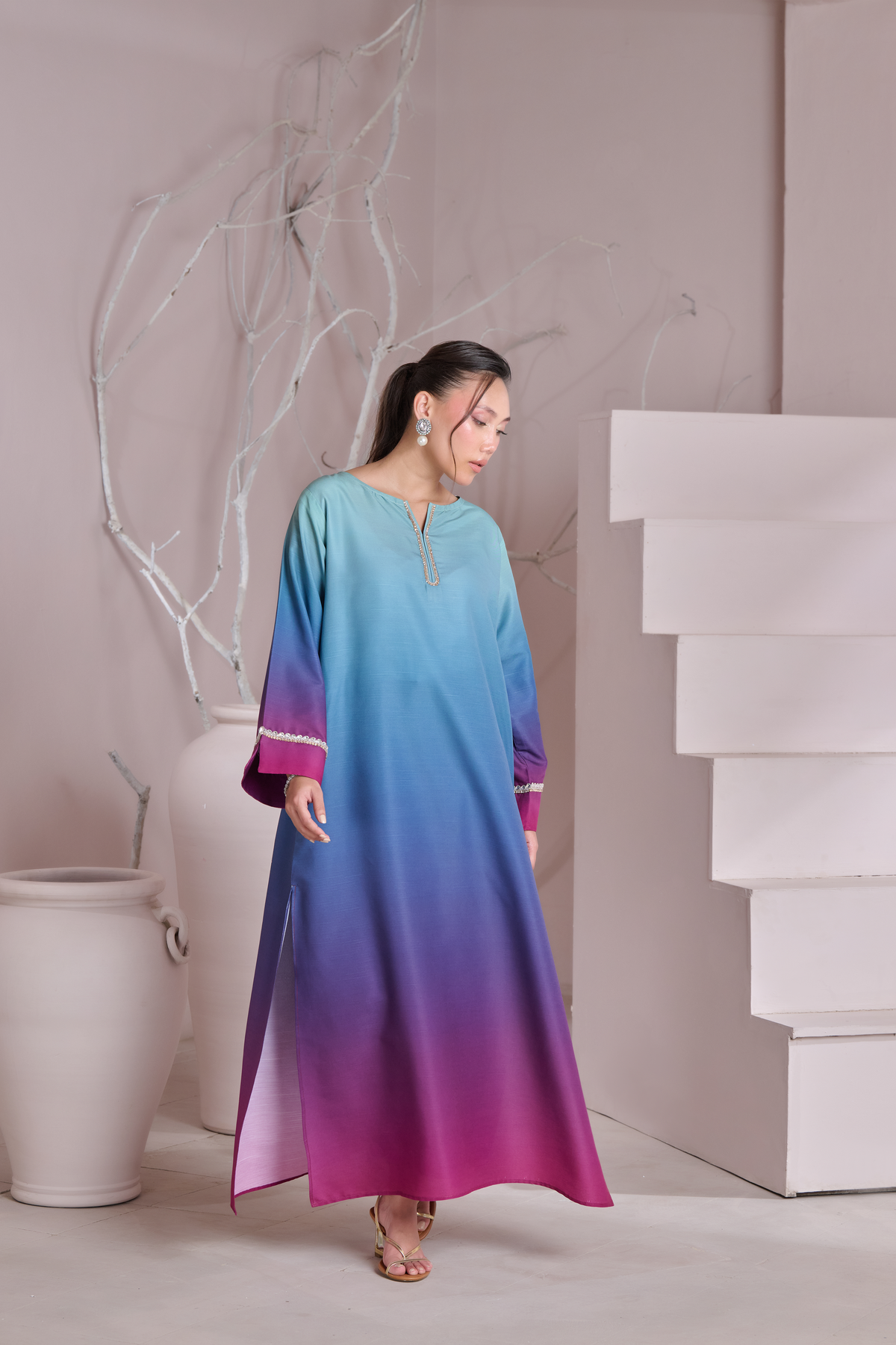 Silk 3Piece Printed Kaftan Set FF-402
