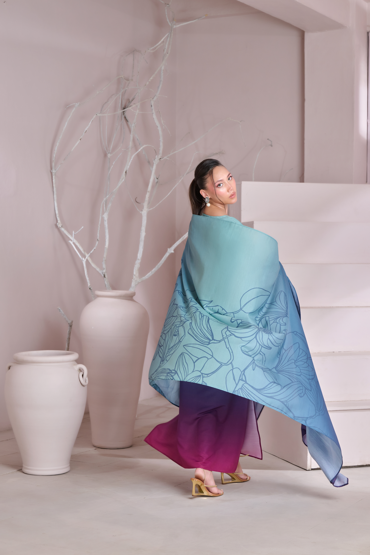 Silk 3Piece Printed Kaftan Set FF-402