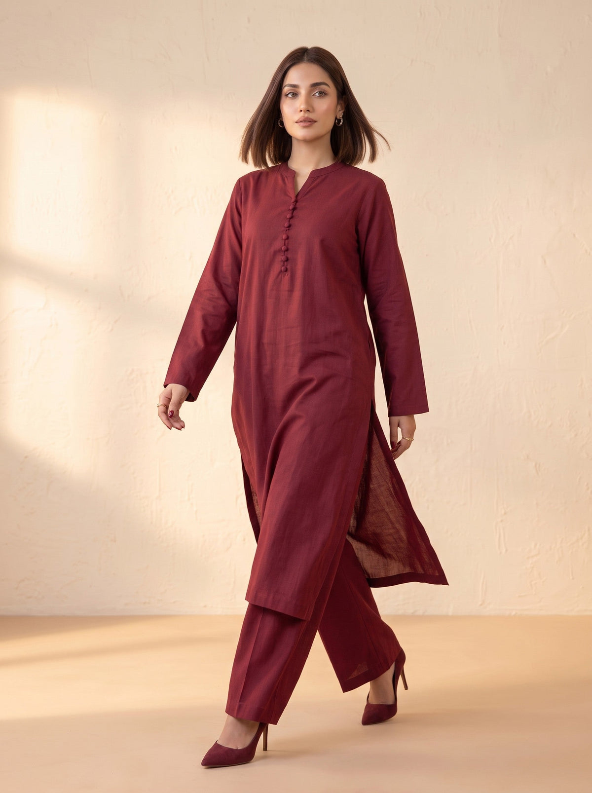 2Piece Stitched FF-410 (Meroon)
