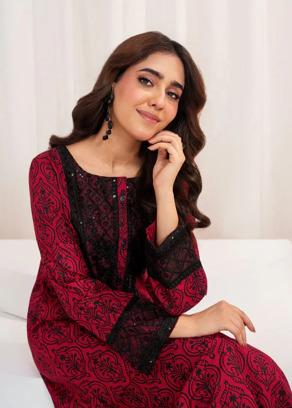 Lawn Embroidered 2Piece Stitched FF-384 (RED)