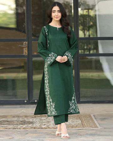 Lawn Embroidered 2Piece Stitched FF - 371 | Green