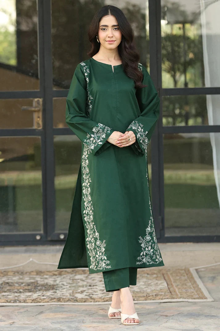 Lawn Embroidered 2Piece Stitched FF - 371 | Green
