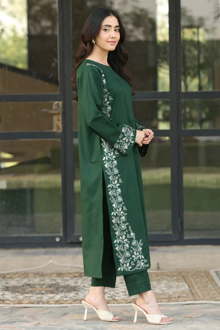 Lawn Embroidered 2Piece Stitched FF - 371 | Green