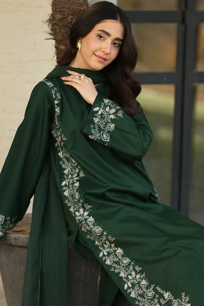 Lawn Embroidered 2Piece Stitched FF - 371 | Green