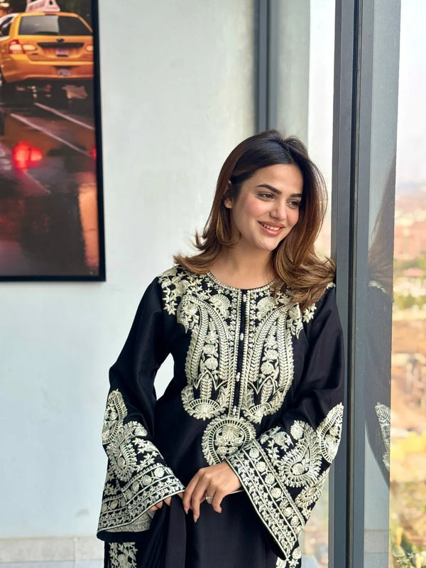 Lawn Embroidered 3Piece Stitched FF - [415 BLK]