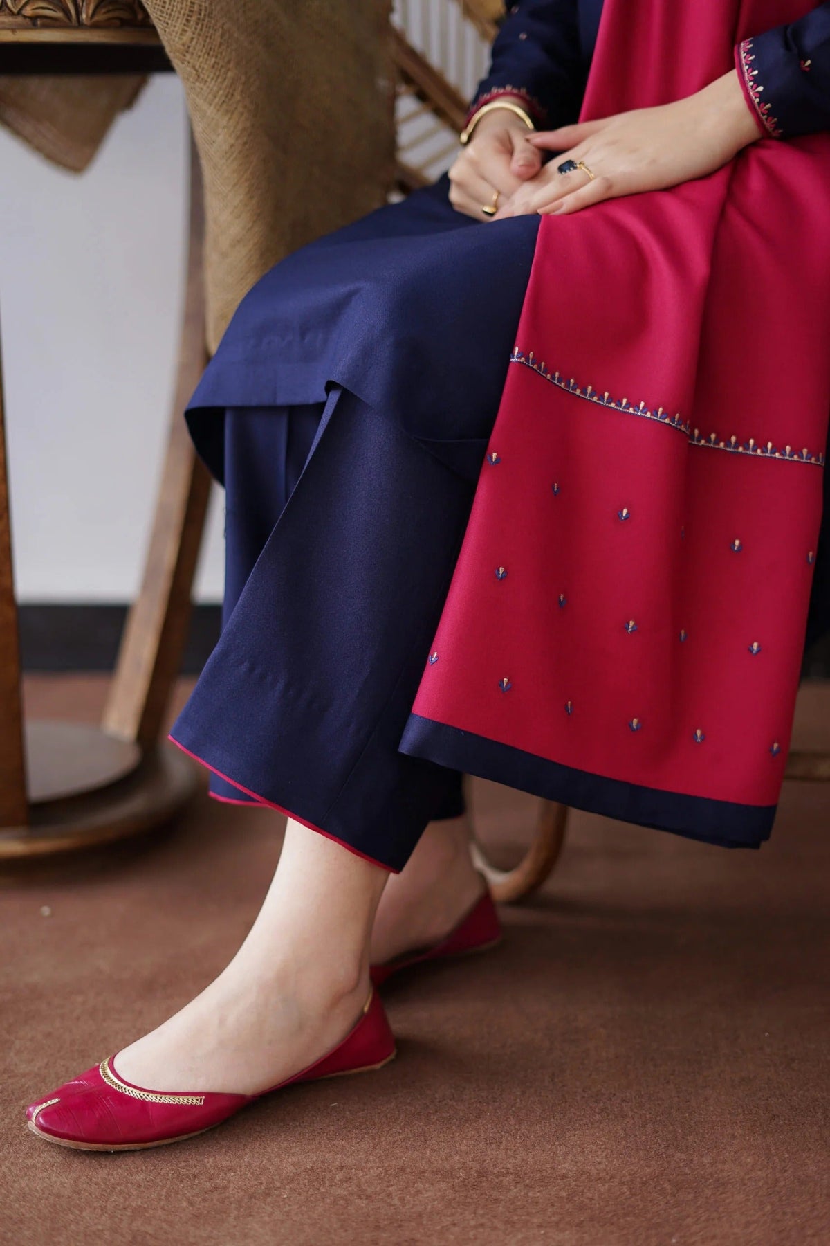 FF-348 Navy Blue Tilla Embroidered Suit