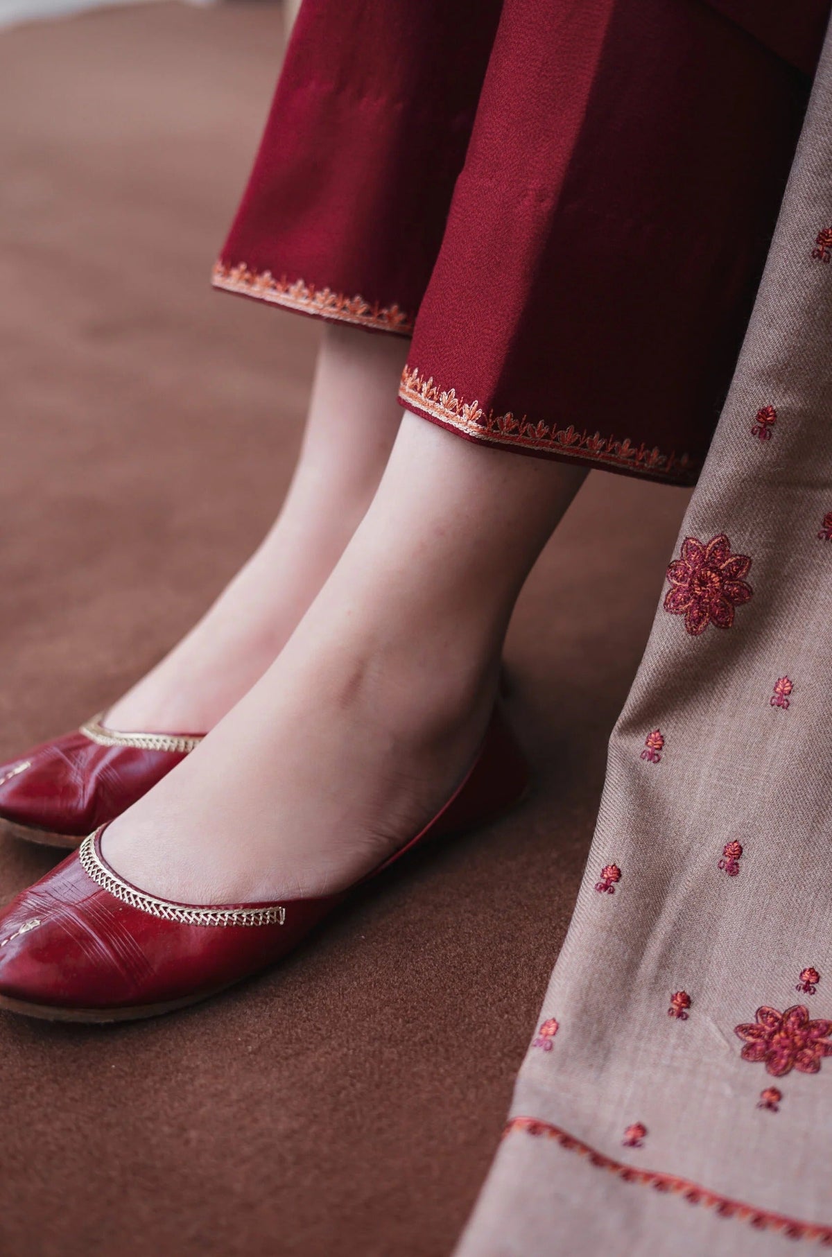 FF-350 Kashmiri Embroidered Maroon Suit