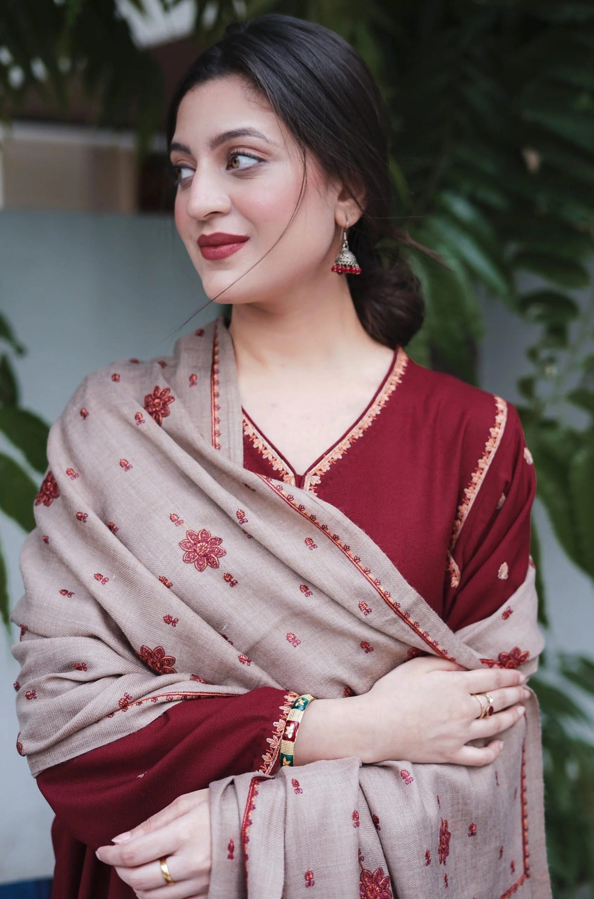 FF-350 Kashmiri Embroidered Maroon Suit
