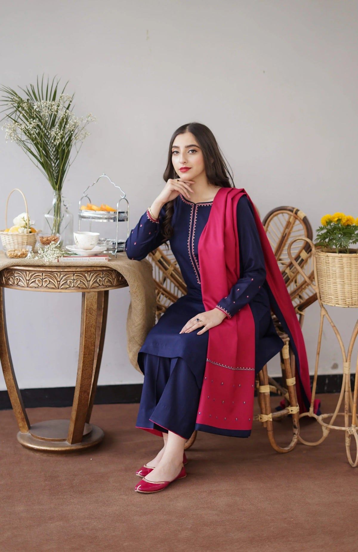 FF-348 Navy Blue Tilla Embroidered Suit