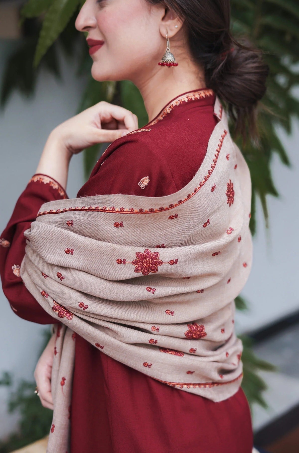 FF-350 Kashmiri Embroidered Maroon Suit