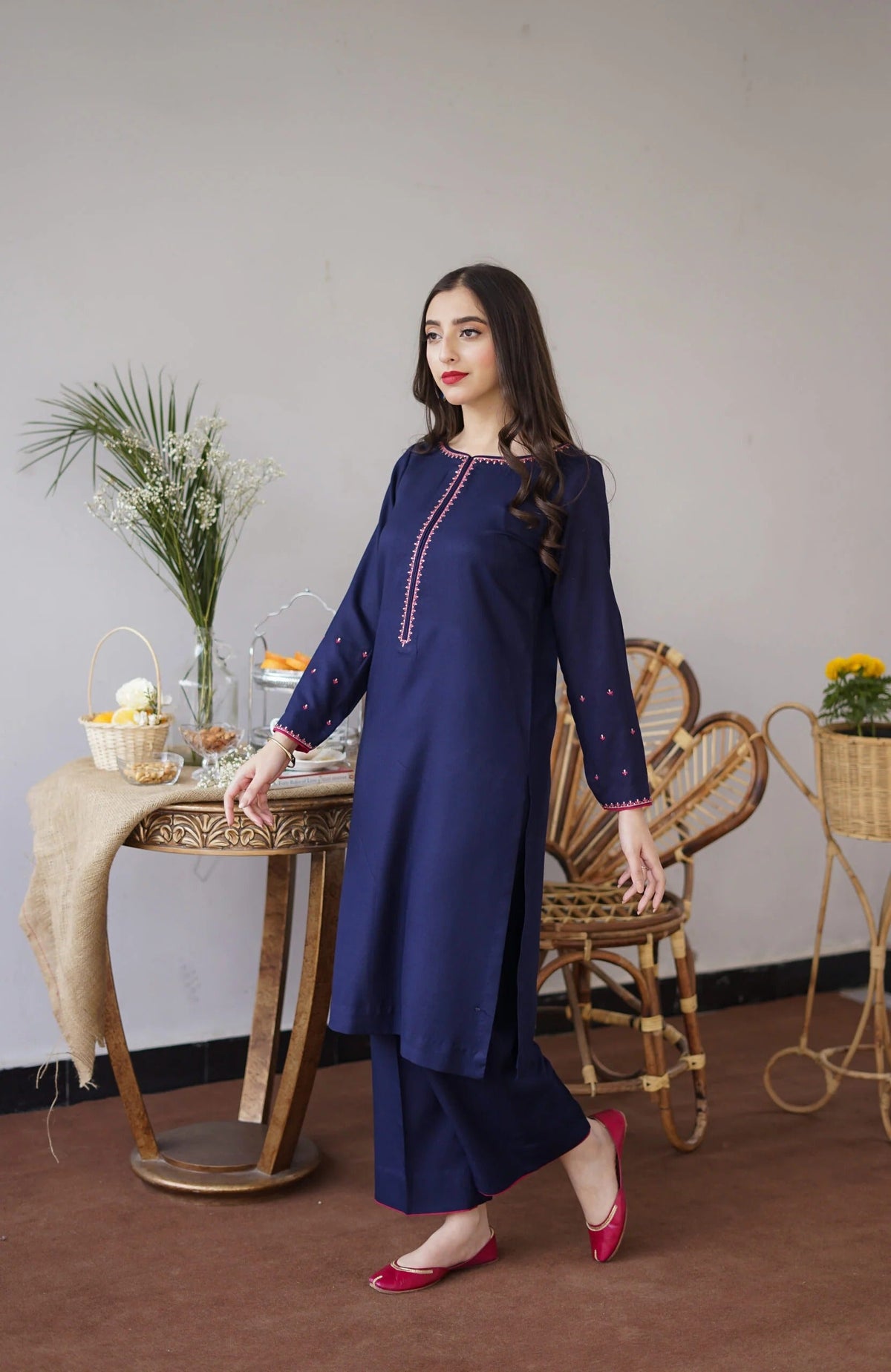 FF-348 Navy Blue Tilla Embroidered Suit