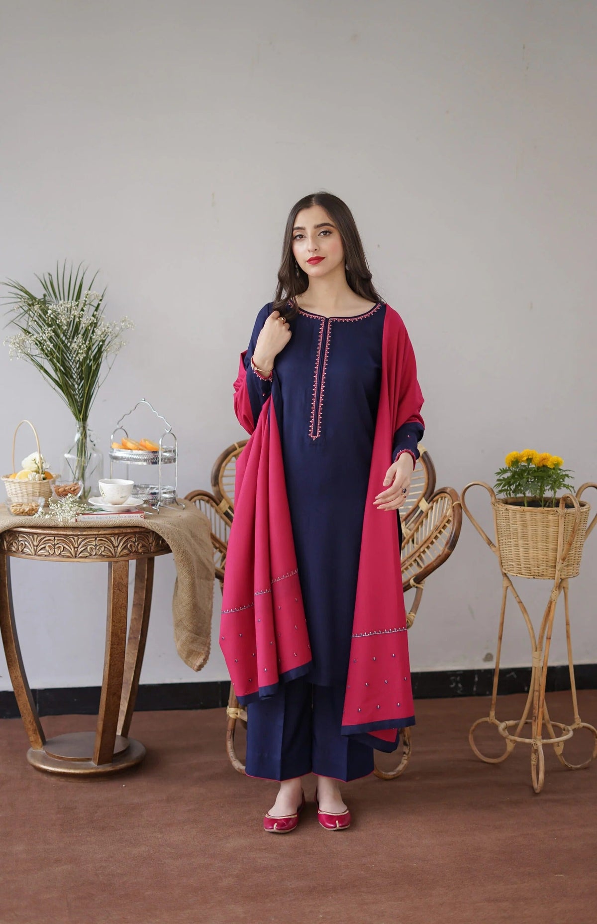 FF-348 Navy Blue Tilla Embroidered Suit