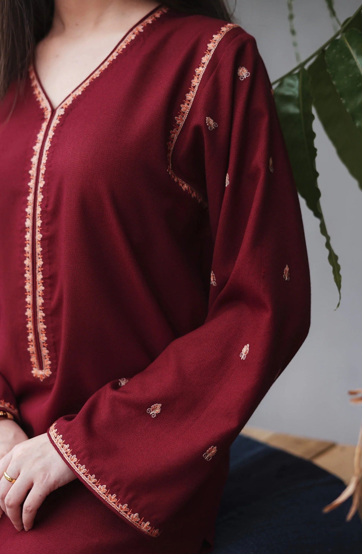 FF-350 Kashmiri Embroidered Maroon Suit
