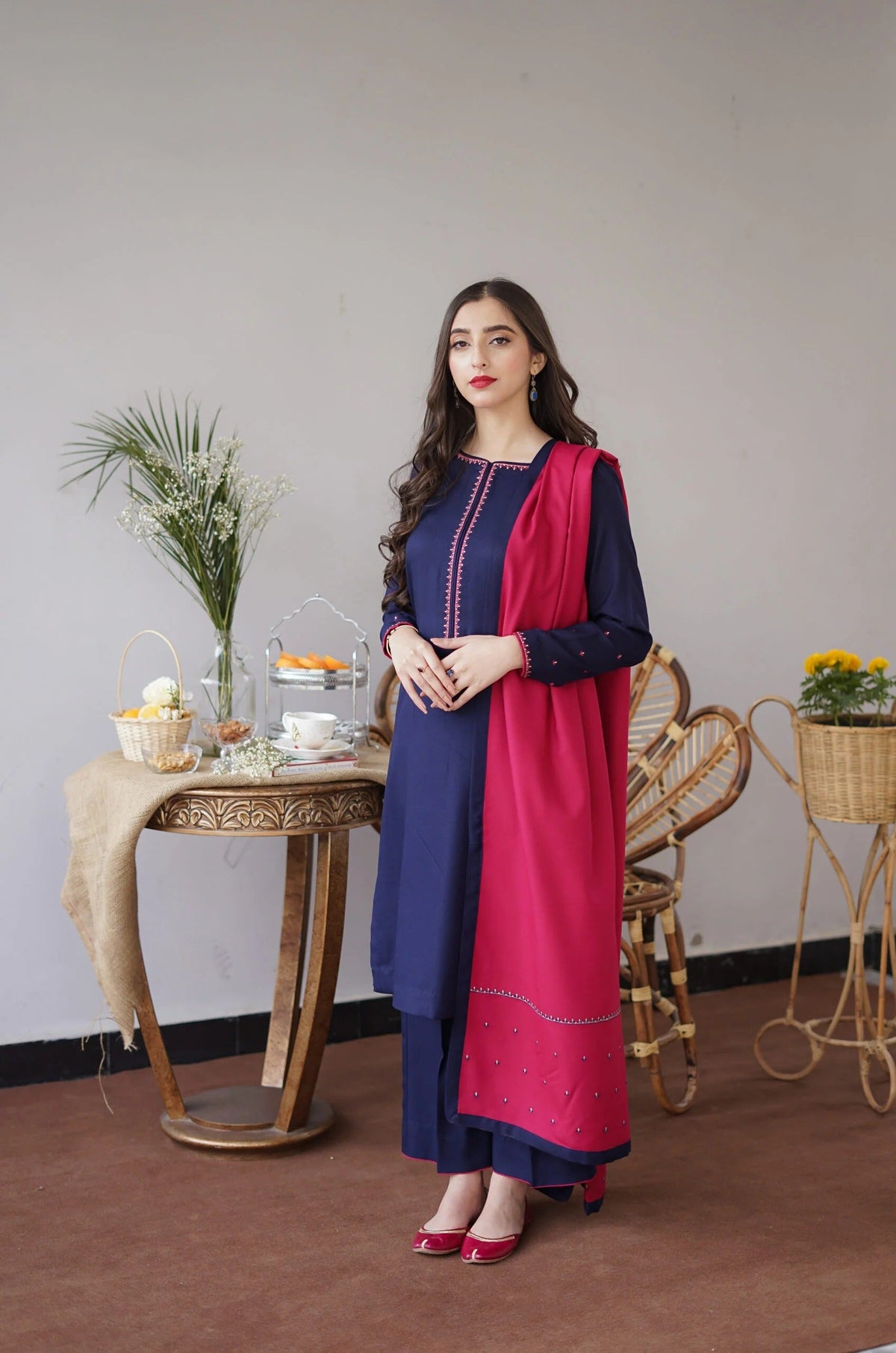 FF-348 Navy Blue Tilla Embroidered Suit