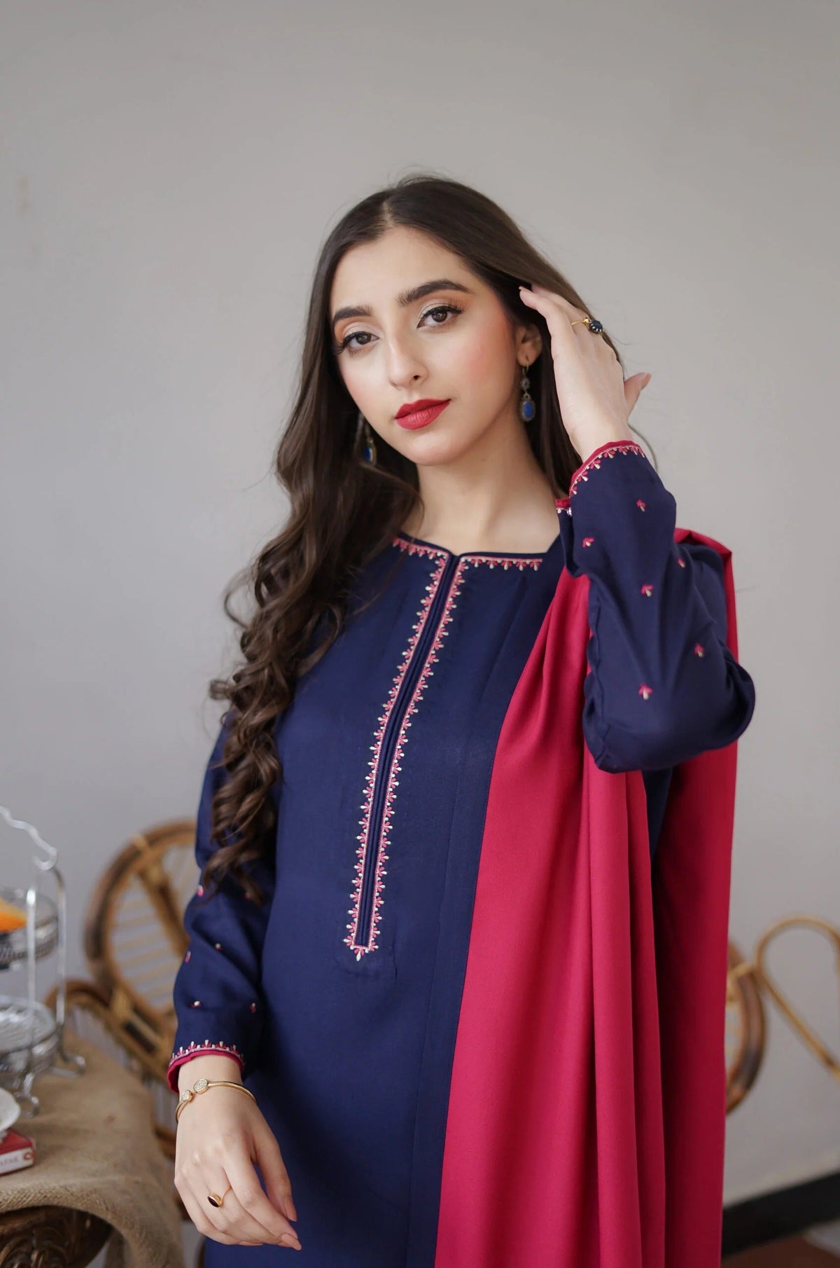 FF-348 Navy Blue Tilla Embroidered Suit