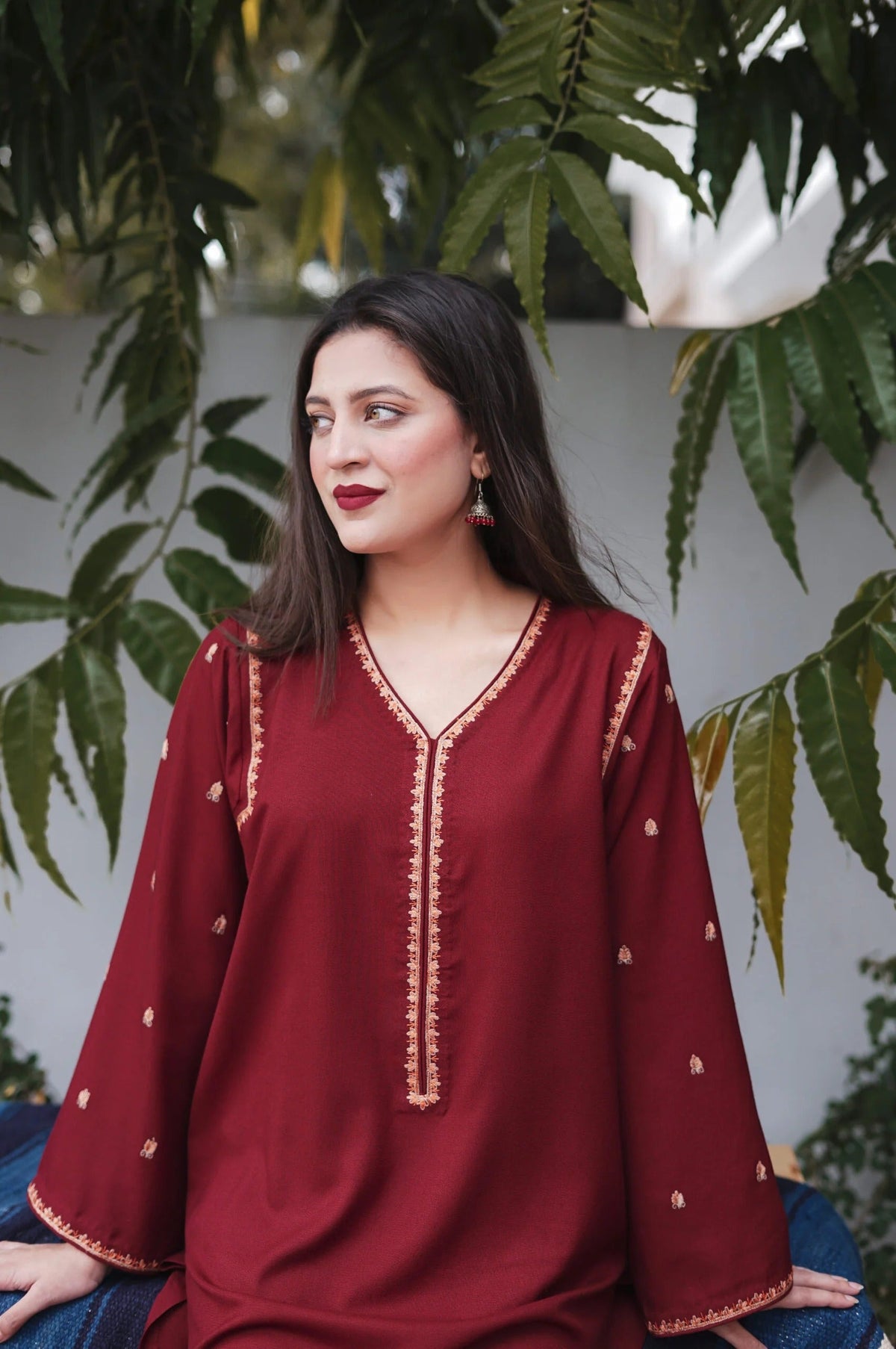 FF-350 Kashmiri Embroidered Maroon Suit