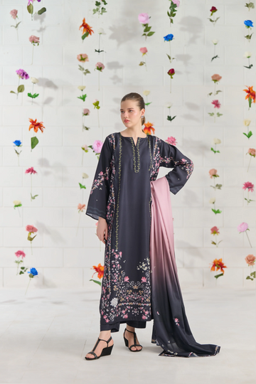FF - 399  Orchid Premium Printed 3 Pc Stitched Suit