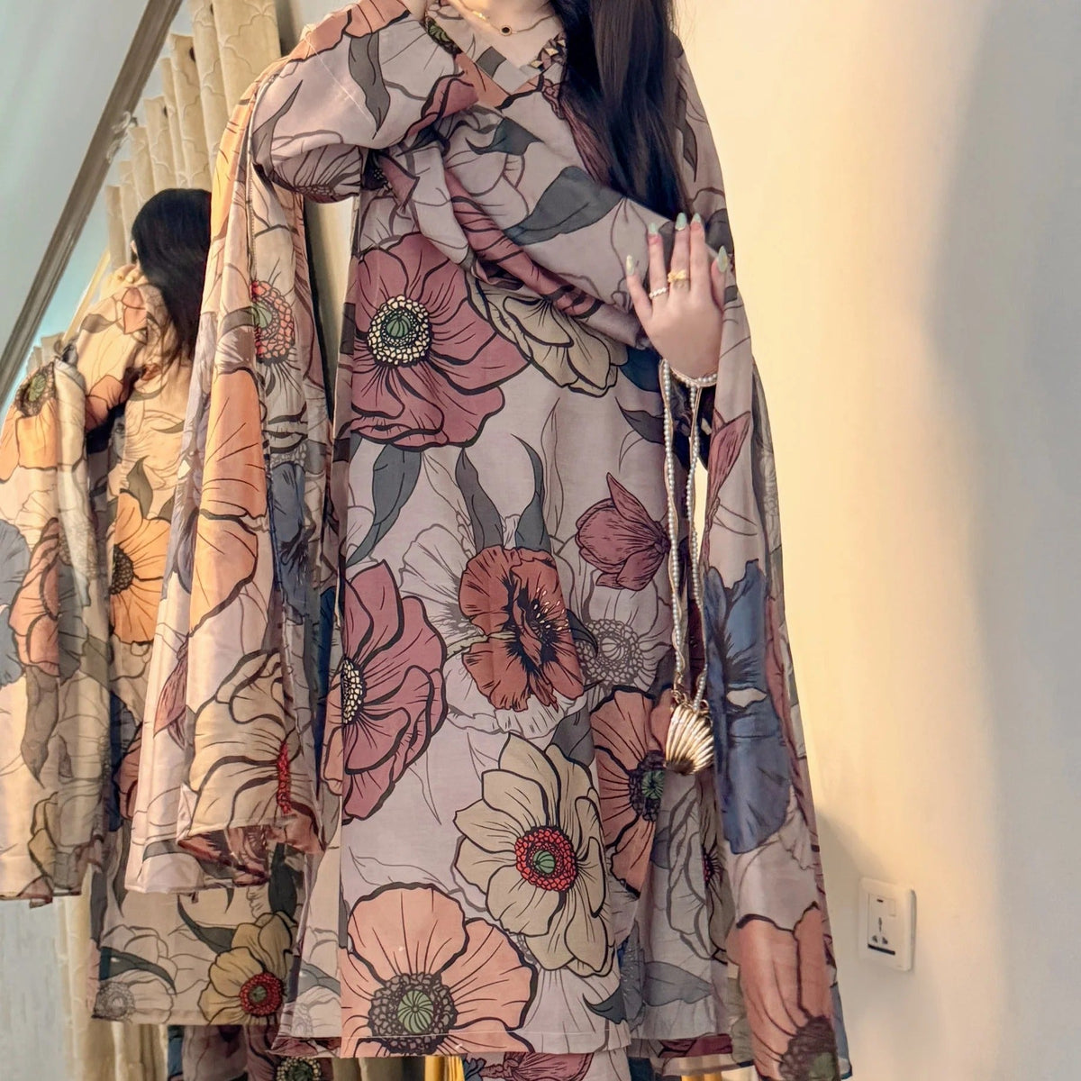 FF - 398 Premium Printed 3 Pc Stitched Suit