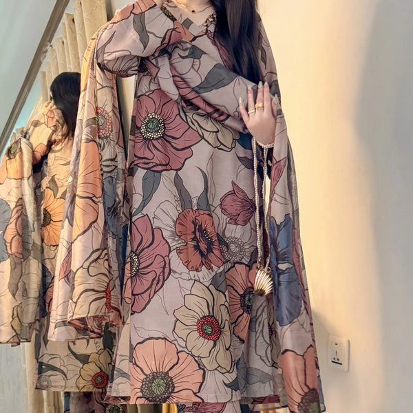 FF - 398 Premium Printed 3 Pc Stitched Suit